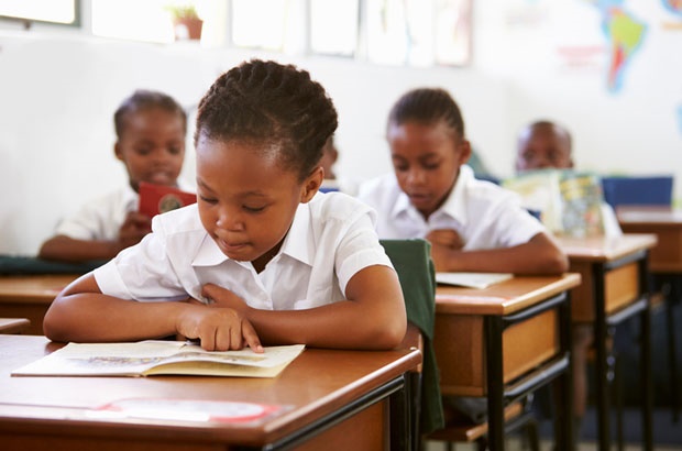 Primary school learners reading in class